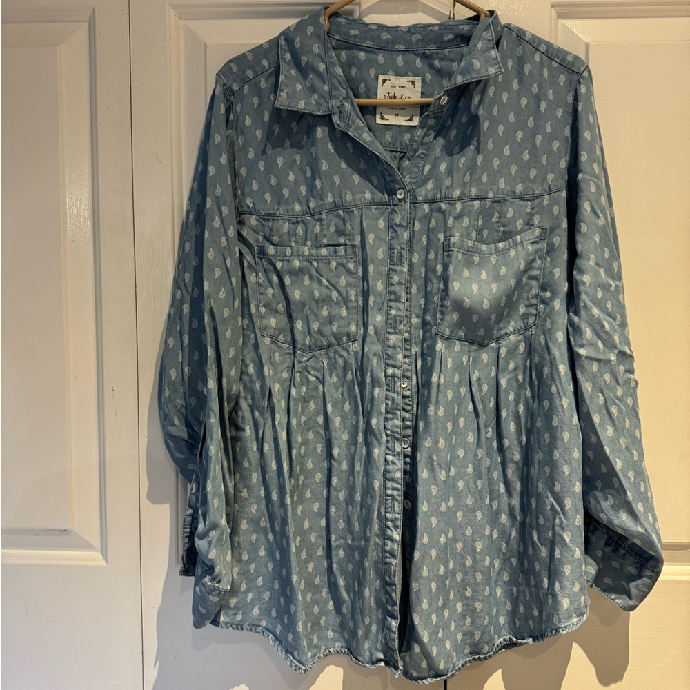 Style & Co.  Blue Shirt with White Paisley